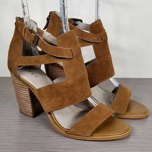 Hinge 'Cora' Block Heel Sandal, Chestnut Suede, Womens Size 9.5
